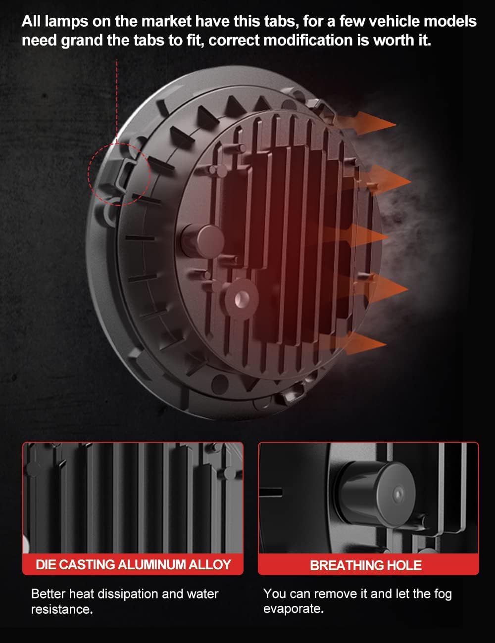 UNI-SHINE 7 inch Red Halo led Headlight Hi/Lo Beam with Amber Turn Signal 2pcs 7 inch led Headlight DOT Round H6024 LED Headlight Compatible with Jeep Wrangler JK TJ CJ, Compatible with Chevy